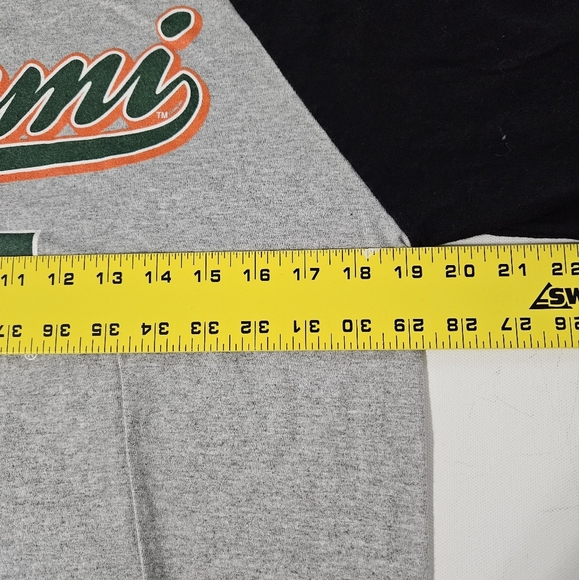 Miami Univesity Hurricane Black Grey Raglan 3/4 Sleeve Shirt Medium Vtg B19 - Picture 6 of 6
